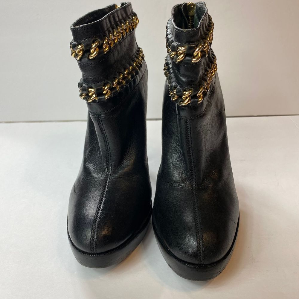 SOLD Tory Burch Lysa Leather & Chain Link Booties - Picture 3 of 16